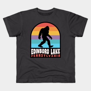 Edinboro Lake Pennsylvania Bigfoot Sasquatch Retro Sunset Kids T-Shirt